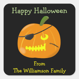 Halloween Pirate Pompoen Schattigee Partij Favor G Vierkante Sticker