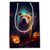 Halloween Pitbull met pompoenen eng Medium Cadeauzakje (Voorkant)