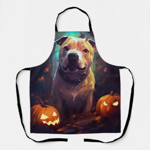 Halloween Pitbull met pompoenen eng Schort