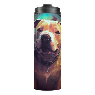 Halloween Pitbull met pompoenen eng Thermosbeker
