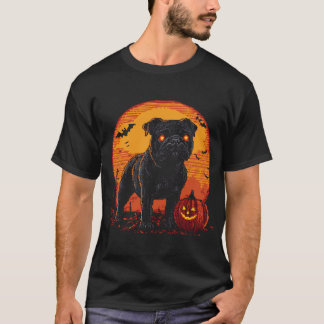 Halloween Pixel Art Zwarte Hond met Gloeiend Rood  T-shirt