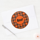 Halloween Plaid Boo Ronde Sticker (Envelop)