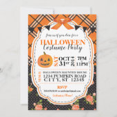 Halloween Plaid & Floral Invitation (Devant)