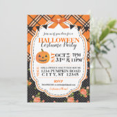 Halloween Plaid & Floral Invitation (Debout devant)