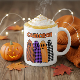 Halloween Plaid Gingham Ghosts Koffiemok