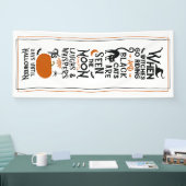 Halloween plezier | Witte zwarte katten met zijded Spandoek (Beurs)