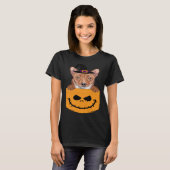 Halloween Pocket Basenji Scary Jack O Lantern T-shirt (Voorkant volledig)
