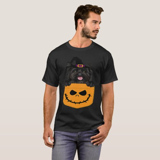 Halloween Pocket Cairn Terrier Scary Jack O Lanter T-shirt (Voorkant volledig)