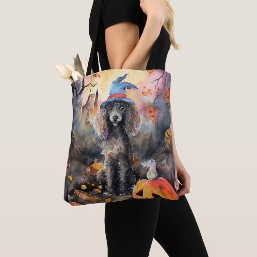 Halloween poel met pompoenen eng draagtas (Dichtbij)