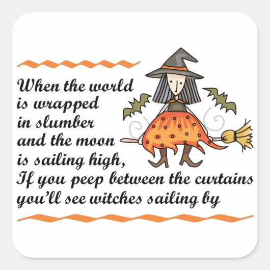 Halloween Poem Vierkante Sticker (Voorkant)