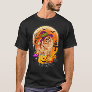 Halloween Pomeranian Dog Moon with Pumpkin Funny G T-shirt