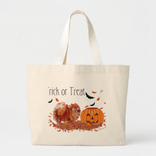 Halloween Pomeranian Grote Tote Bag