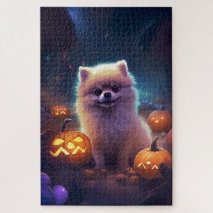 Halloween Pomeranian Met Pompoenen Eng Legpuzzel