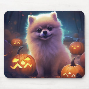 Halloween Pomeranian Met Pompoenen Eng  Muismat