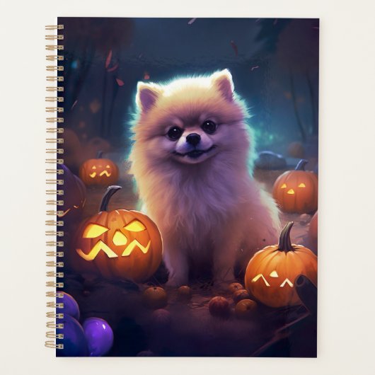 Halloween Pomeranian With Pumpkins Scary  Planner (Voorkant)