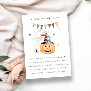 Halloween pomkin Boo Books for Baby shower Informatiekaartje