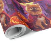 Halloween Pommeranian Vampire Pumpkins eng Cadeaupapier (Rol Hoek)