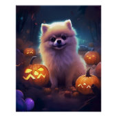 Halloween Pommeren met pompoenen eng Perfect Poster (Voorkant)