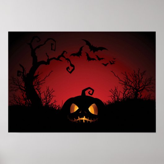Halloween Pompoen Achtergrond Poster (Voorkant)