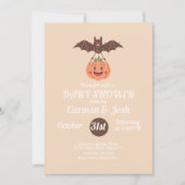Halloween  Pompoen Bat Retro Baby shower Kaart (Voorkant)