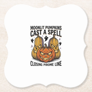 Halloween Pompoen Citaat Maanlicht Jack O Lantern Kartonnen Onderzetters