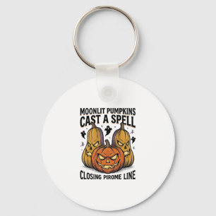 Halloween Pompoen Citaat Maanlicht Jack O Lantern Sleutelhanger