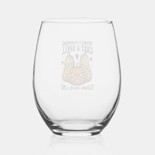 Halloween Pompoen Citaat Maanlicht Jack O Lantern Wijnglas Zonder Voet