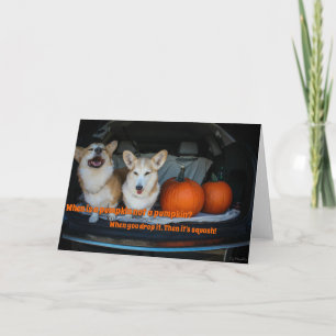 Halloween pompoen corgi kaart