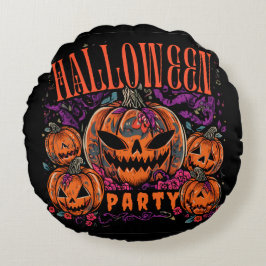 Halloween, Pompoen Coven Bloom, Gotisch Rond Kussen