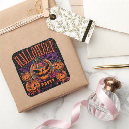 Halloween, Pompoen Coven Bloom, Gotisch Vierkante Sticker