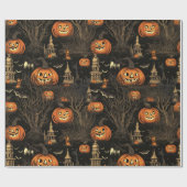 Halloween pompoen donker cadeaupapier (Vlak)
