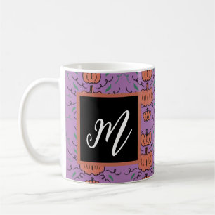 Halloween Pompoen Doodle Naadloos Patroon Koffiemok