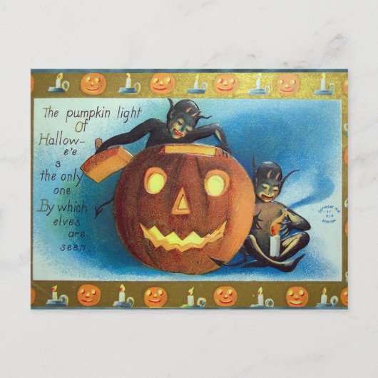 Halloween  pompoen elven Vakantie briefkaart (Voorkant)