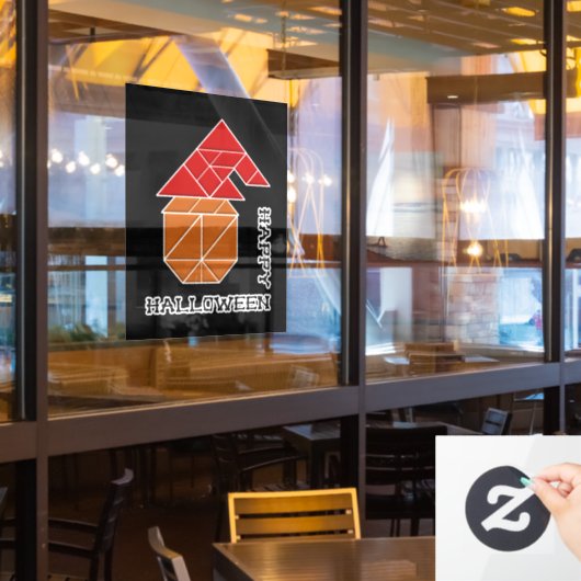 Halloween pompoen en heks Pet Raamsticker (Restaurant Raam)