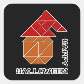 Halloween pompoen en heks Pet Vierkante Sticker (Voorkant)