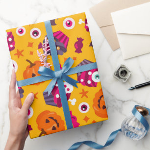 HALLOWEEN POMPOEN EN OOGBOLLEN CADEAUPAPIER
