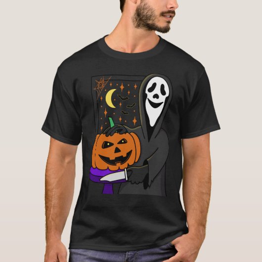 Halloween pompoen en schreeuw gezicht t-shirt (Voorkant)