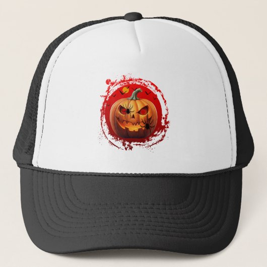halloween pompoen enge spinnen vleermuizen trucker pet (Voorkant)