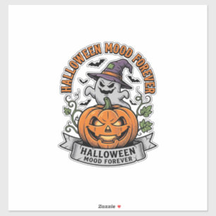 Halloween Pompoen Geest Vintage Gravure Shirt_1 Sticker