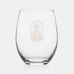 Halloween Pompoen Geest Vintage Gravure Shirt_1 Wijnglas Zonder Voet