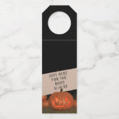 Halloween pompoen gewoon hier voor de Boos Flessenhanger (Voorkant)