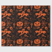 Halloween pompoen gezicht Jack O lantaarn zwart Cadeaupapier (Vlak)