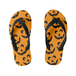 Halloween Pompoen Gezicht Screwball Afbeeldingen Kinder Teenslippers