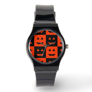 Halloween Pompoen Gezicht Vierkanten Horloge