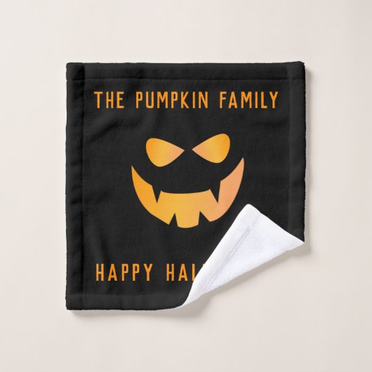 Halloween pompoen gezicht zwarte aangepaste handdo bad handdoek (Wasdoekje)
