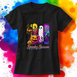 Halloween Pompoen Ghost Pop Art Retro Zwart T-shirt