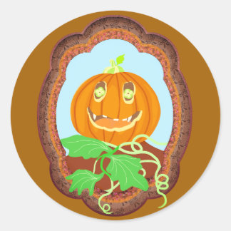 Halloween pompoen glimlachend grillig en griezelig ronde sticker
