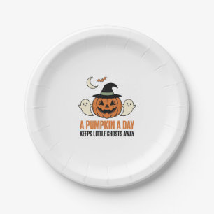 Halloween Pompoen Grappige Geest Vintage Citaat_1 Papieren Bordje