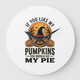 Halloween Pompoen Grappige Vintage Taart Citaat_1 Grote Klok