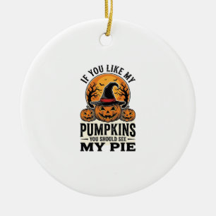 Halloween Pompoen Grappige Vintage Taart Citaat_1 Keramisch Ornament